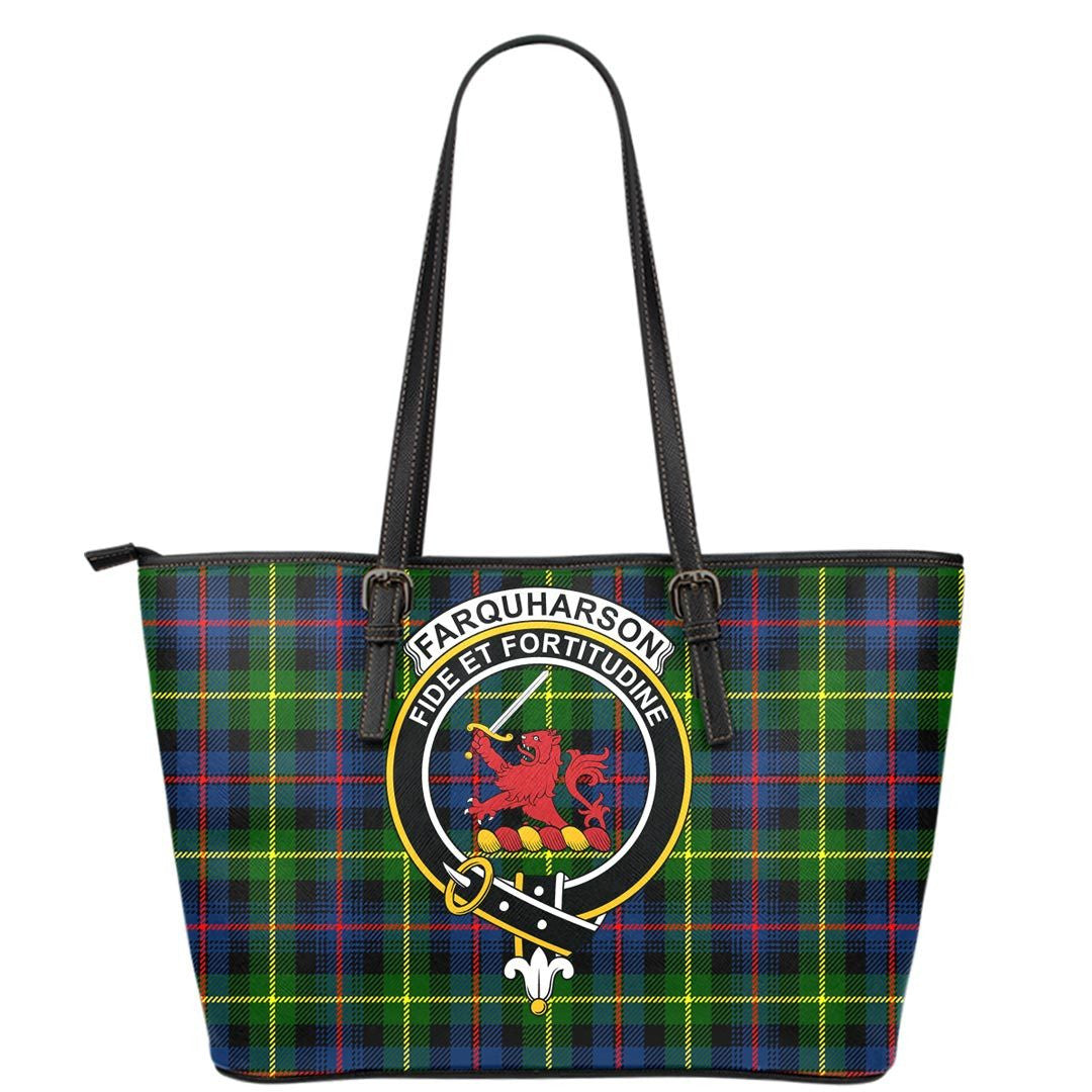 Farquharson Modern Tartan Crest Leather Tote