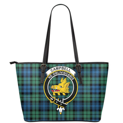 Campbell Ancient 02 Tartan Crest Leather Tote