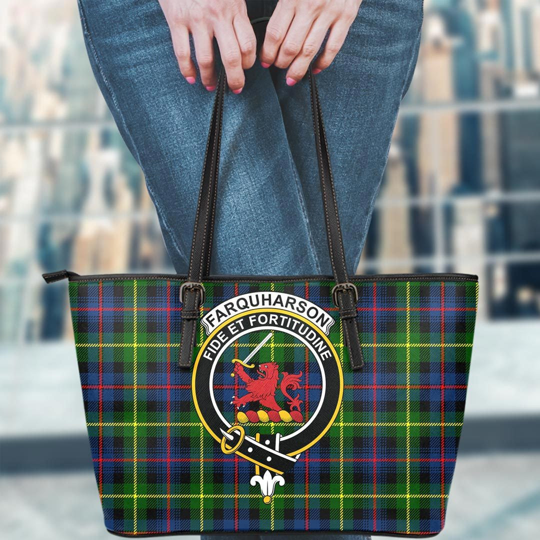 Farquharson Modern Tartan Crest Leather Tote