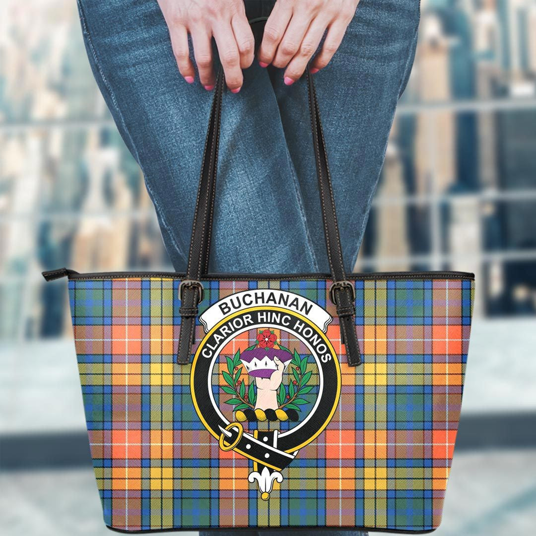 Buchanan Ancient Tartan Crest Leather Tote