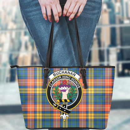 Buchanan Ancient Tartan Crest Leather Tote