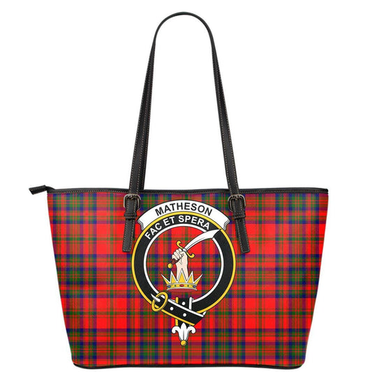 Matheson Modern Tartan Crest Leather Tote