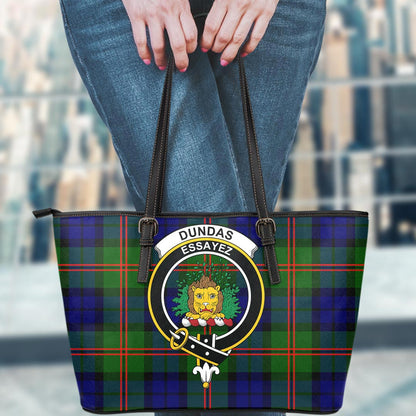 Dundas Modern Tartan Crest Leather Tote