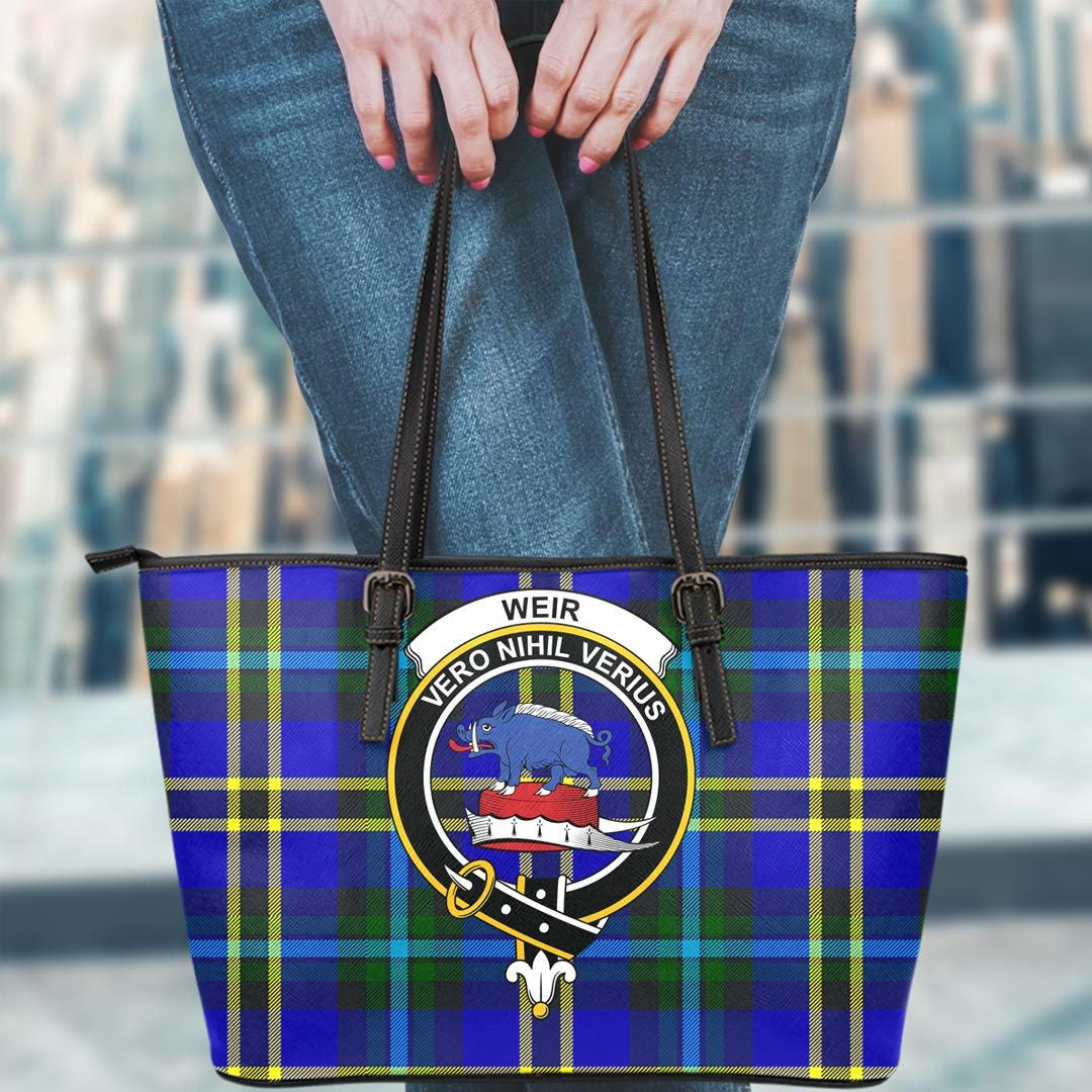 Weir Modern Tartan Crest Leather Tote