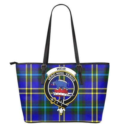 Weir Modern Tartan Crest Leather Tote