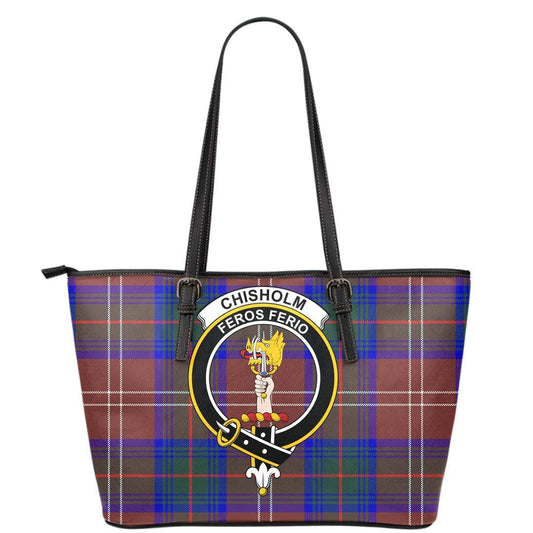 Chisholm Hunting Modern Tartan Crest Leather Tote