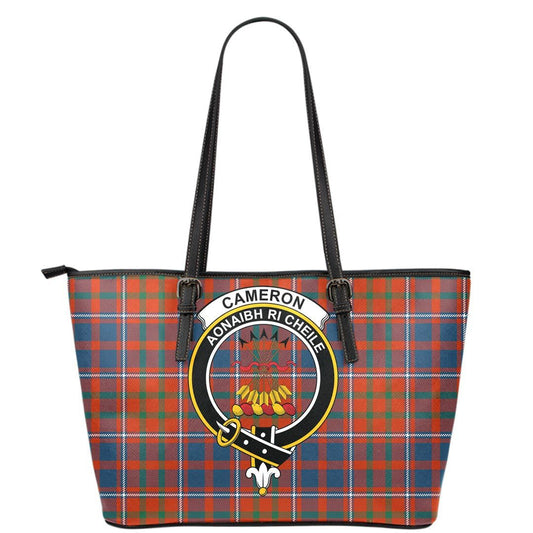 Cameron of Lochiel Ancient Tartan Crest Leather Tote