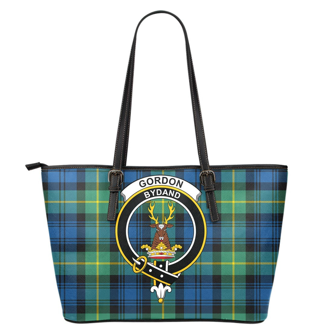 Gordon Ancient Tartan Crest Leather Tote