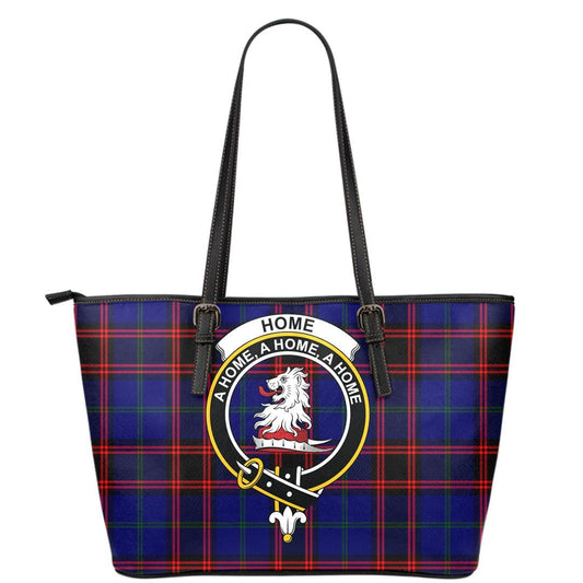 Home Modern Tartan Crest Leather Tote