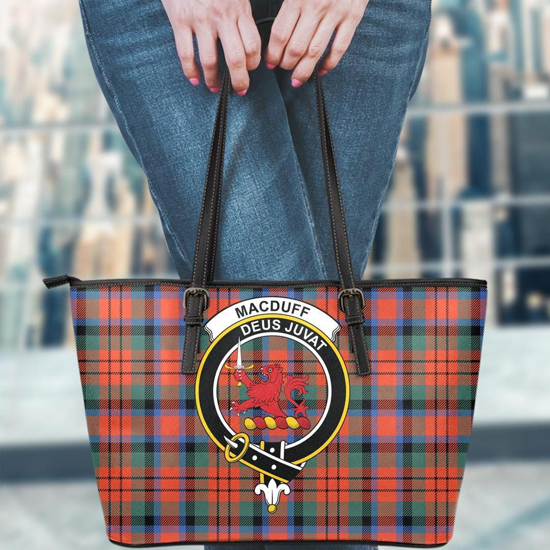 MacDuff Ancient Tartan Crest Leather Tote