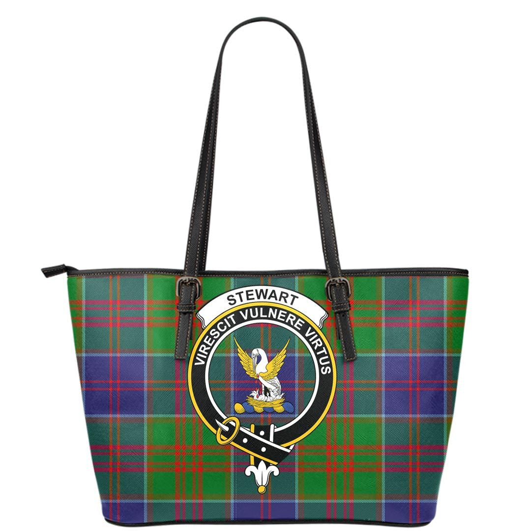 Stewart of Appin Hunting Modern Tartan Crest Leather Tote