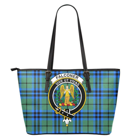 Falconer Tartan Crest Leather Tote