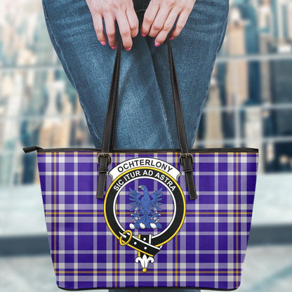 Ochterlony Tartan Crest Leather Tote