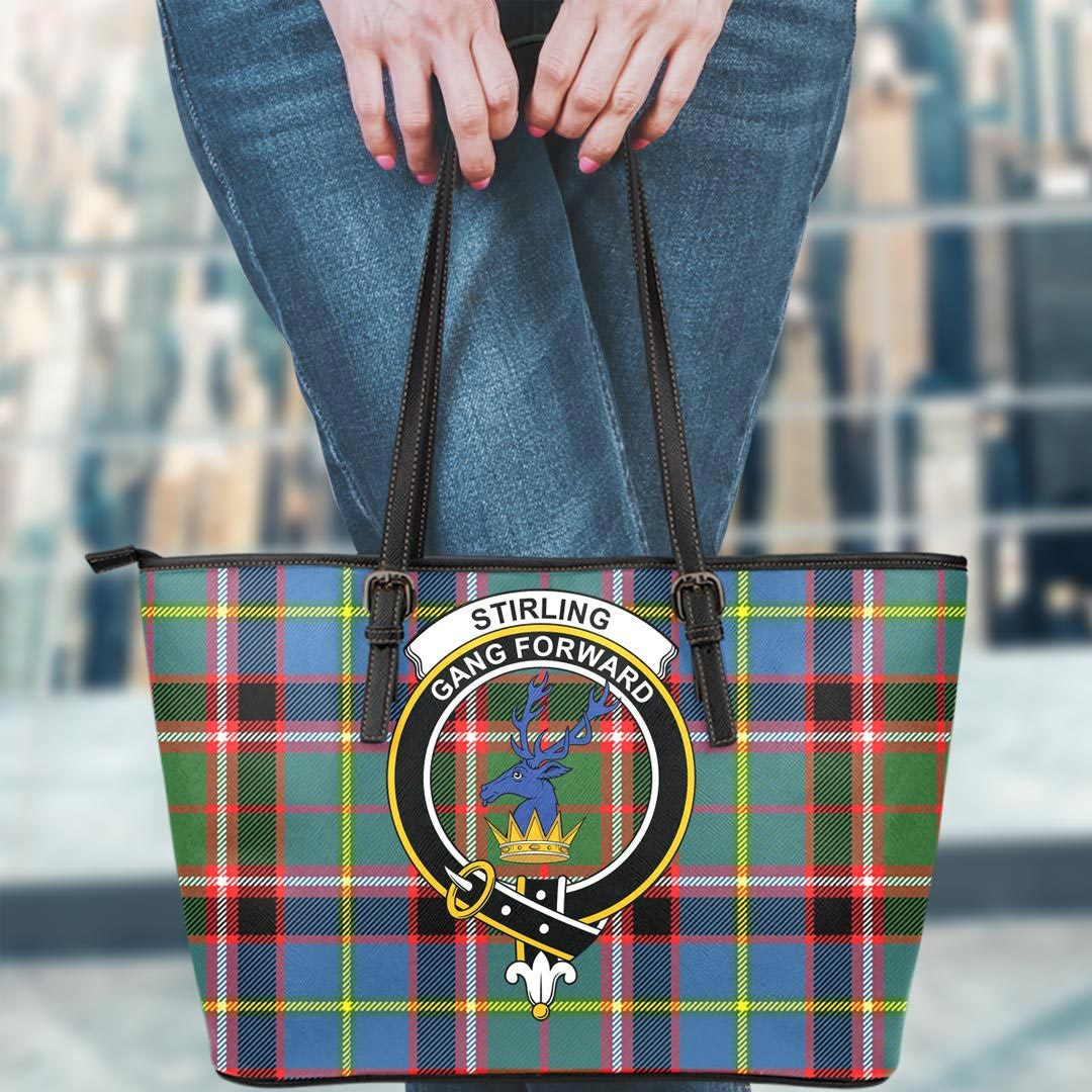 Stirling & Bannockburn District Tartan Crest Leather Tote