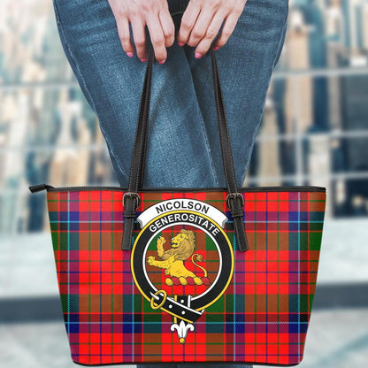 Nicolson Modern Tartan Crest Leather Tote