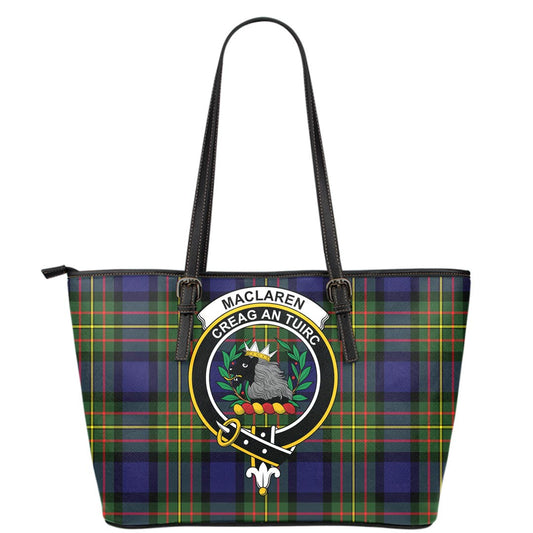 MacLaren Modern Tartan Crest Leather Tote