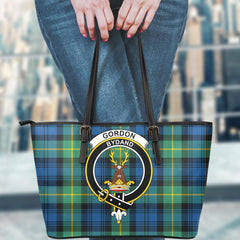 Gordon Ancient Tartan Crest Leather Tote