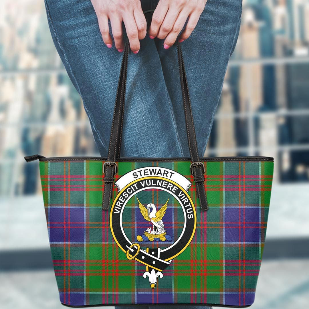 Stewart of Appin Hunting Modern Tartan Crest Leather Tote