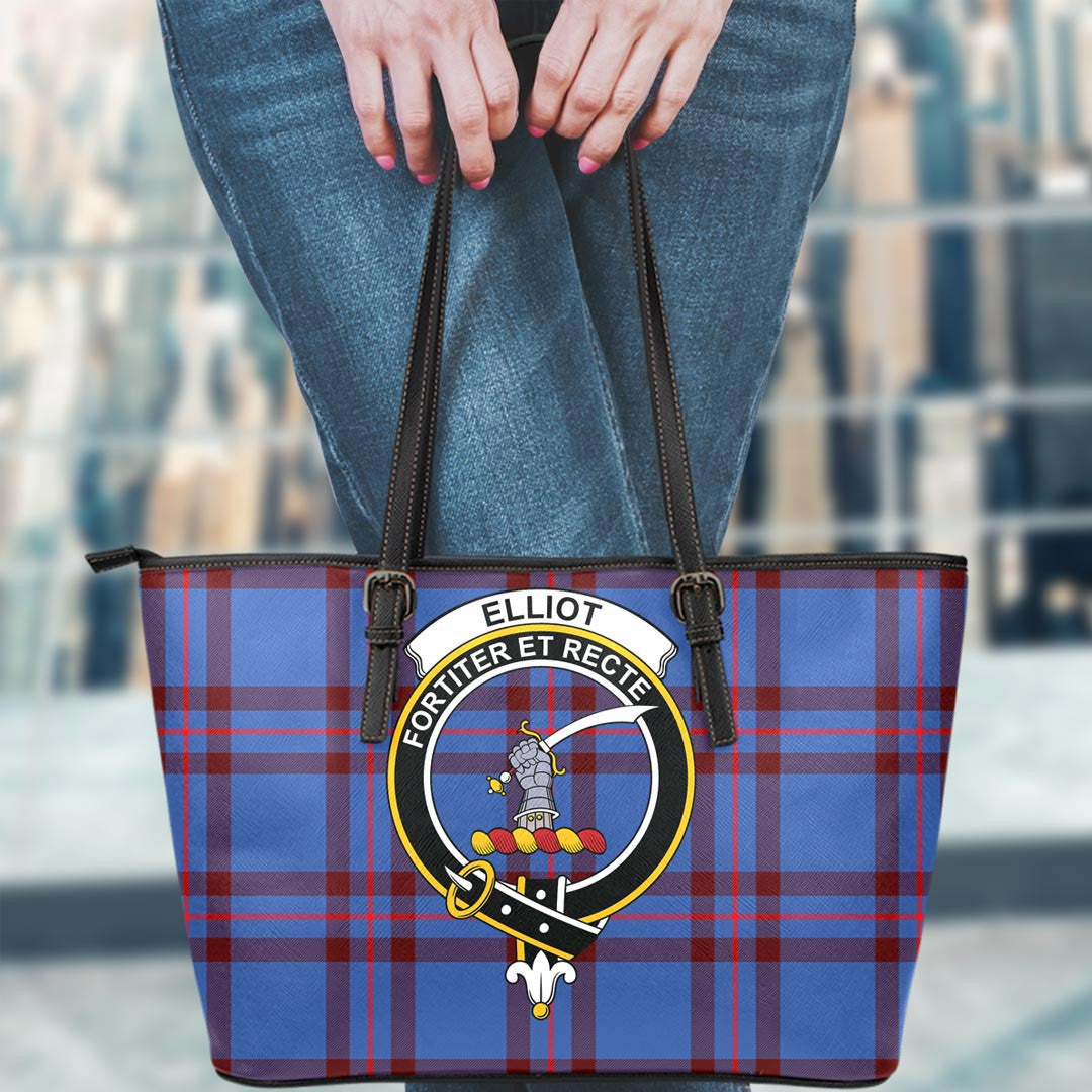 Elliot Modern Tartan Crest Leather Tote