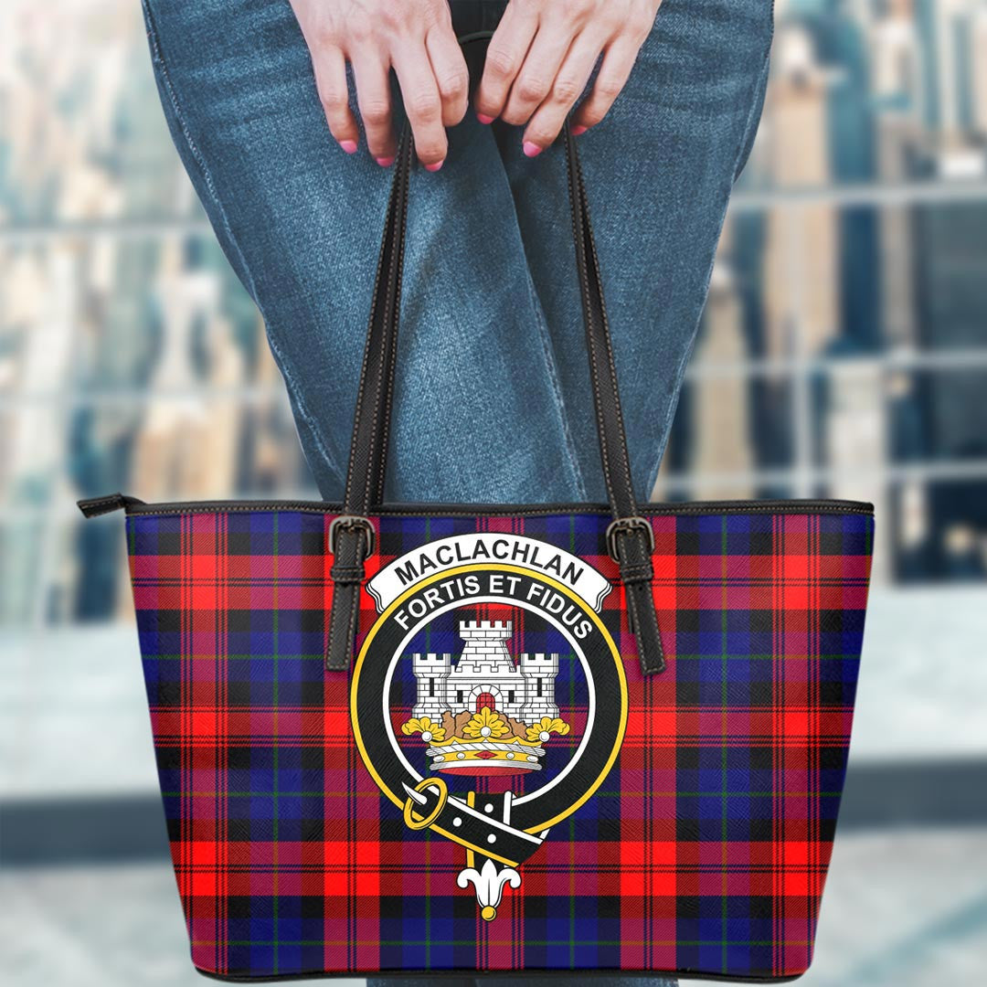 MacLachlan Modern Tartan Crest Leather Tote