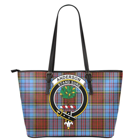 Anderson Modern Tartan Crest Leather Tote