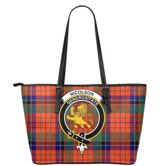 Nicolson Ancient Tartan Crest Leather Tote