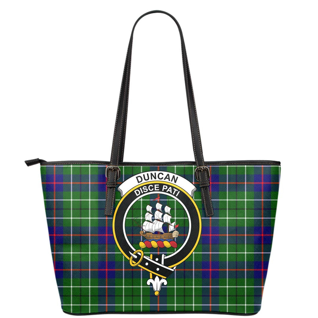 Duncan Modern Tartan Crest Leather Tote