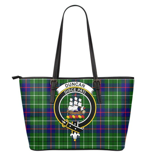 Duncan Modern Tartan Crest Leather Tote