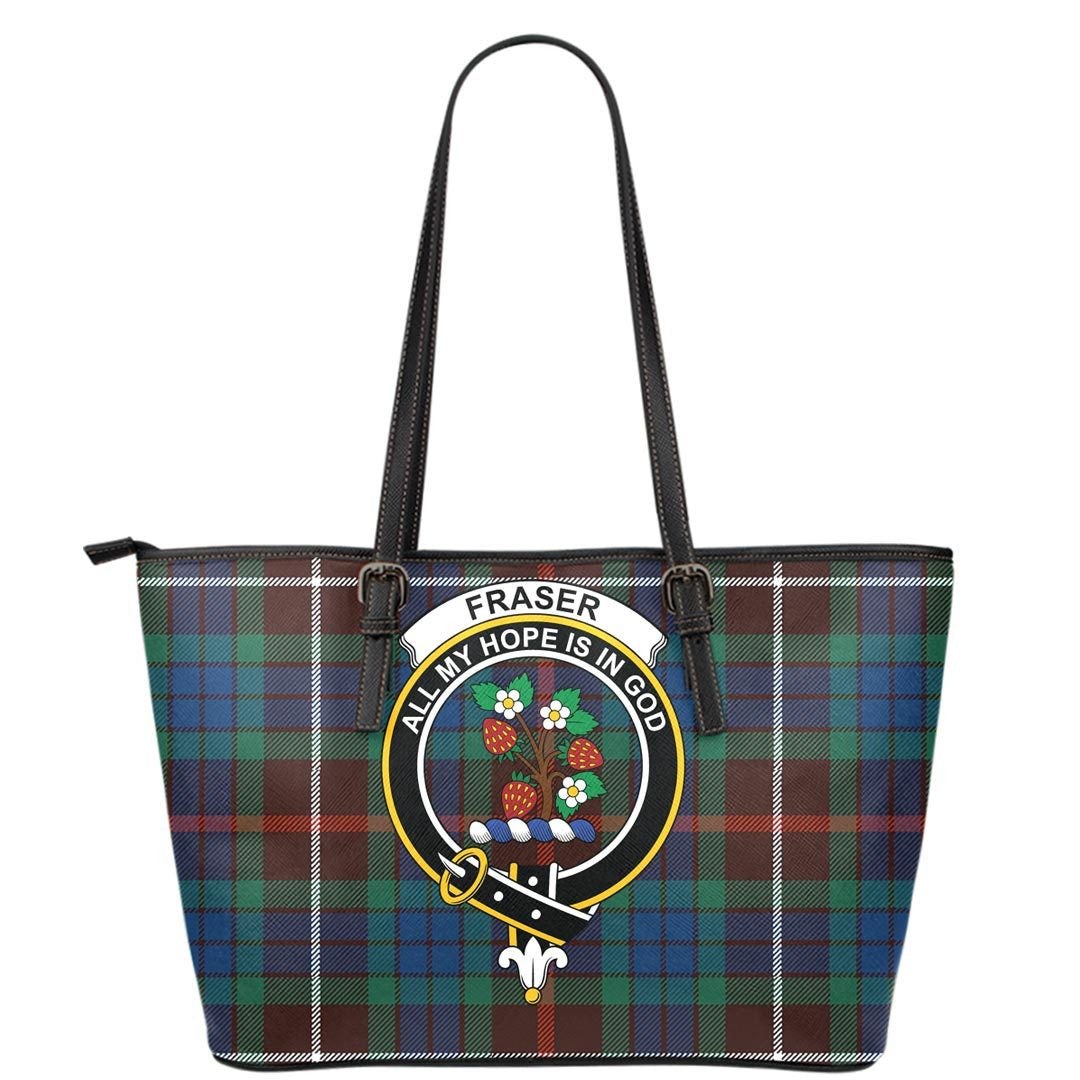 Fraser Hunting Ancient Tartan Crest Leather Tote