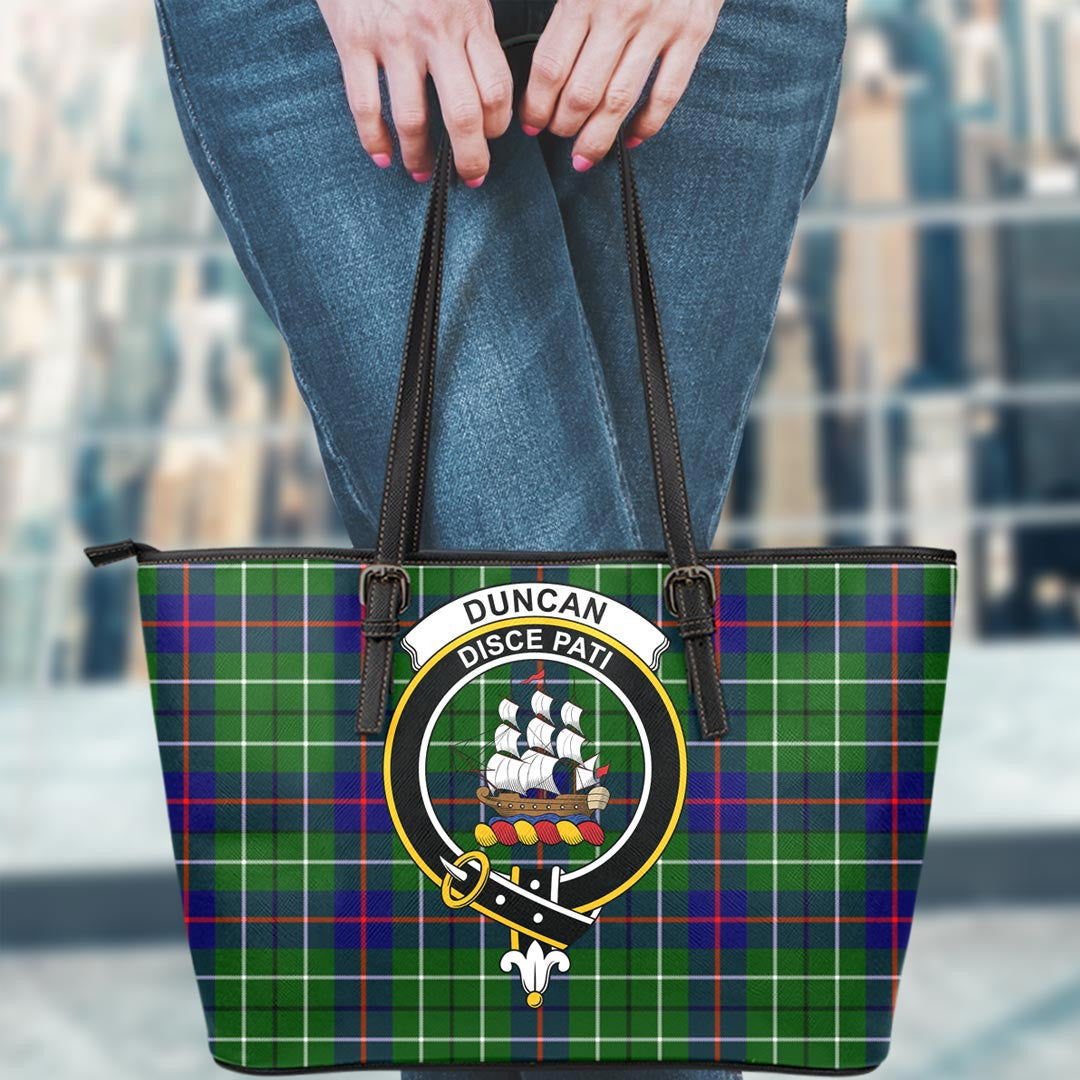 Duncan Modern Tartan Crest Leather Tote