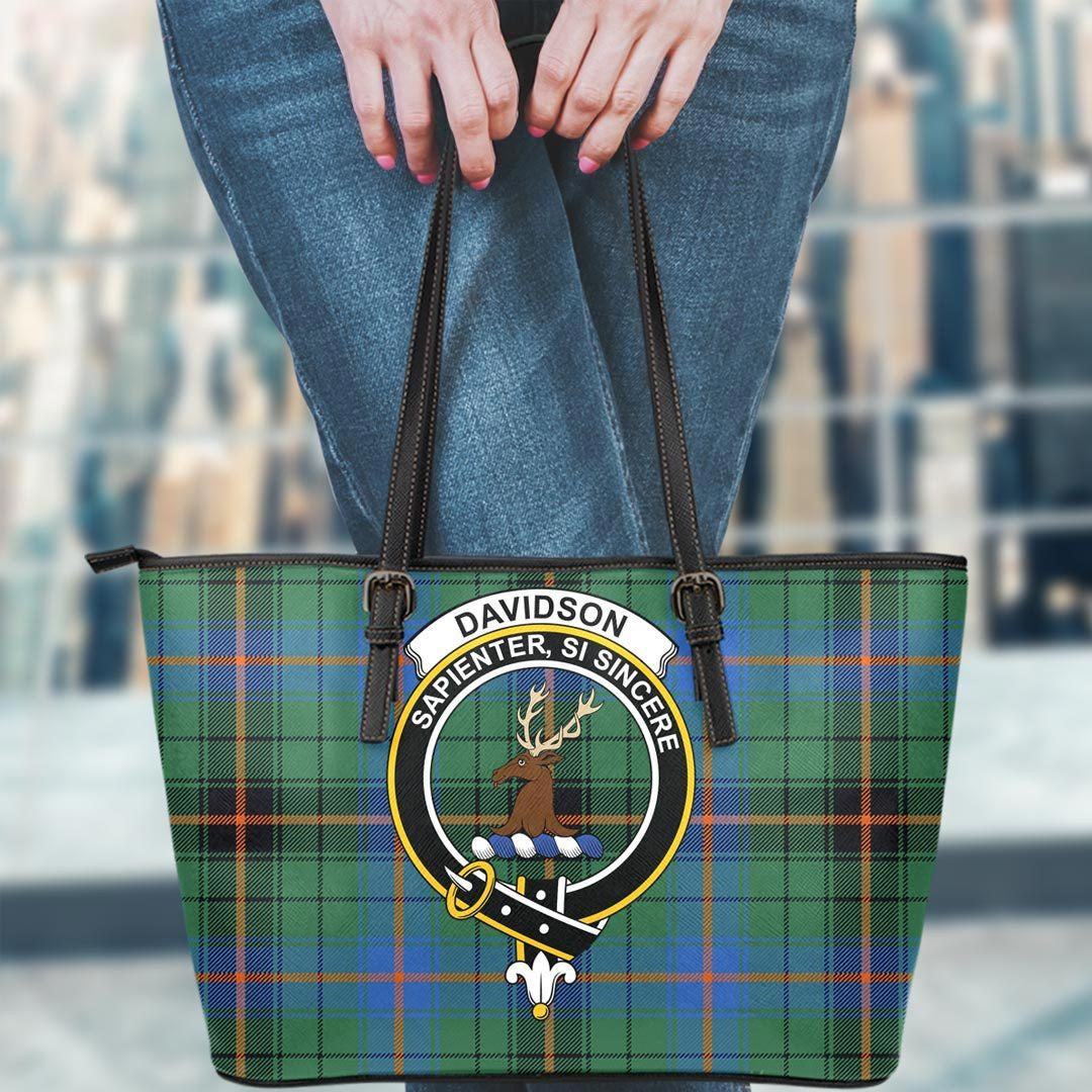 Davidson Ancient Tartan Crest Leather Tote