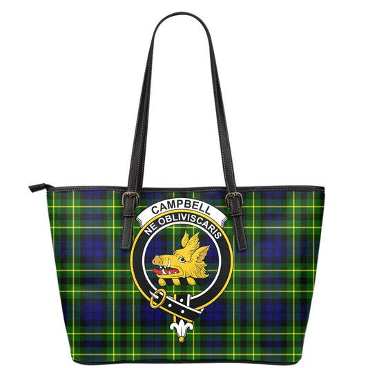 Campbell of Breadalbane Modern Tartan Crest Leather Tote