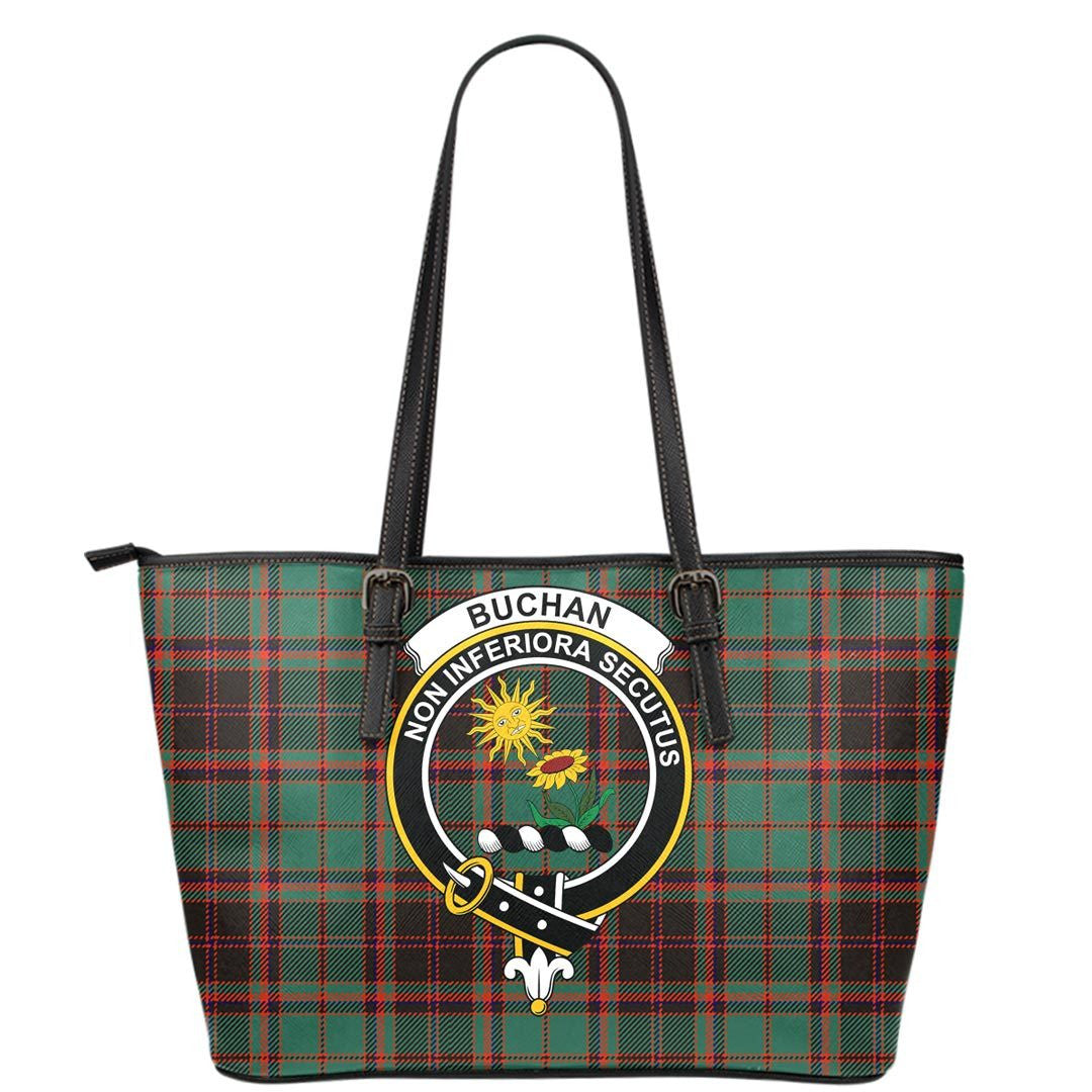 Buchan Ancient Tartan Crest Leather Tote