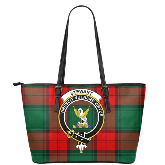 Stewart Atholl Modern Tartan Crest Leather Tote