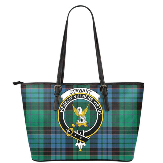 Stewart Old Ancient Tartan Crest Leather Tote