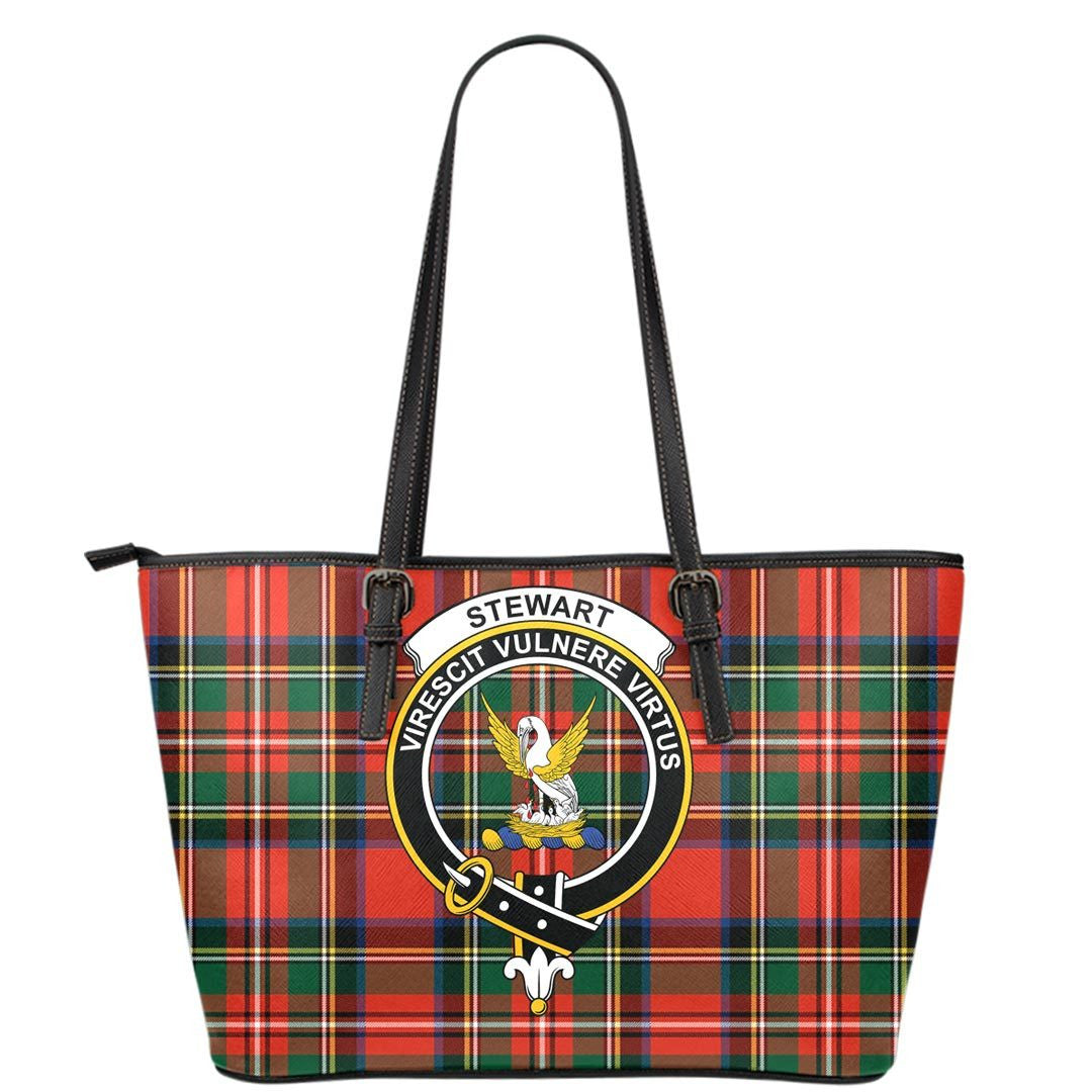 Stewart Royal Modern Tartan Crest Leather Tote