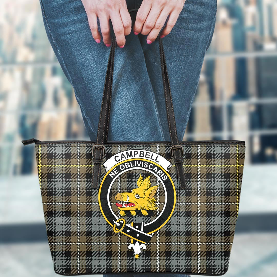 Campbell Argyll Weathered Tartan Crest Leather Tote