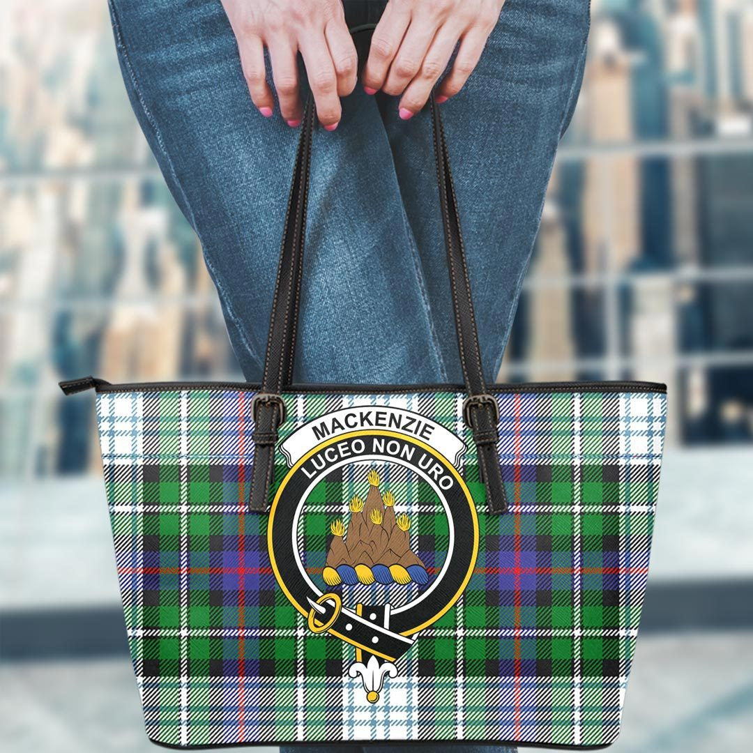 MacKenzie Dress Modern Tartan Crest Leather Tote