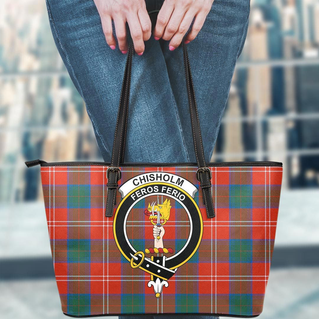 Chisholm Ancient Tartan Crest Leather Tote
