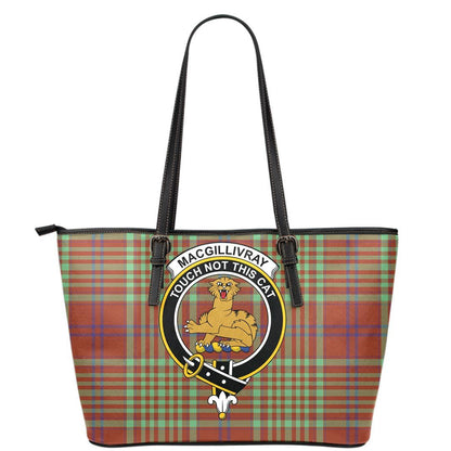 MacGillivray Hunting Ancient Tartan Crest Leather Tote