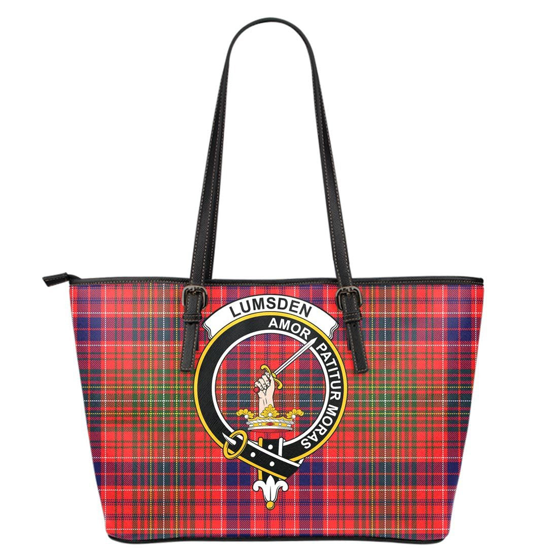 Lumsden Modern Tartan Crest Leather Tote