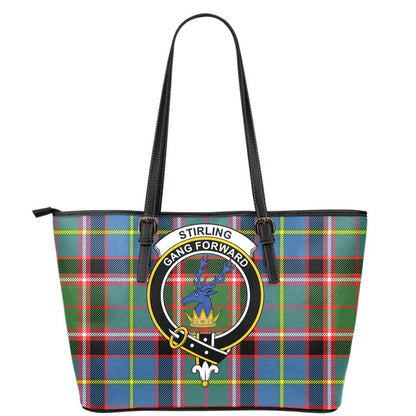 Stirling & Bannockburn District Tartan Crest Leather Tote