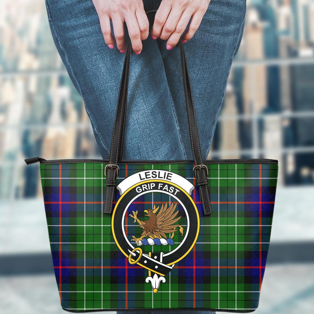 Leslie Hunting Ancient Tartan Crest Leather Tote