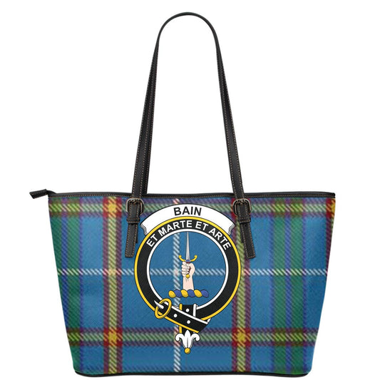 Bain Tartan Crest Leather Tote