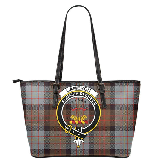 Cameron of Erracht Weathered Tartan Crest Leather Tote