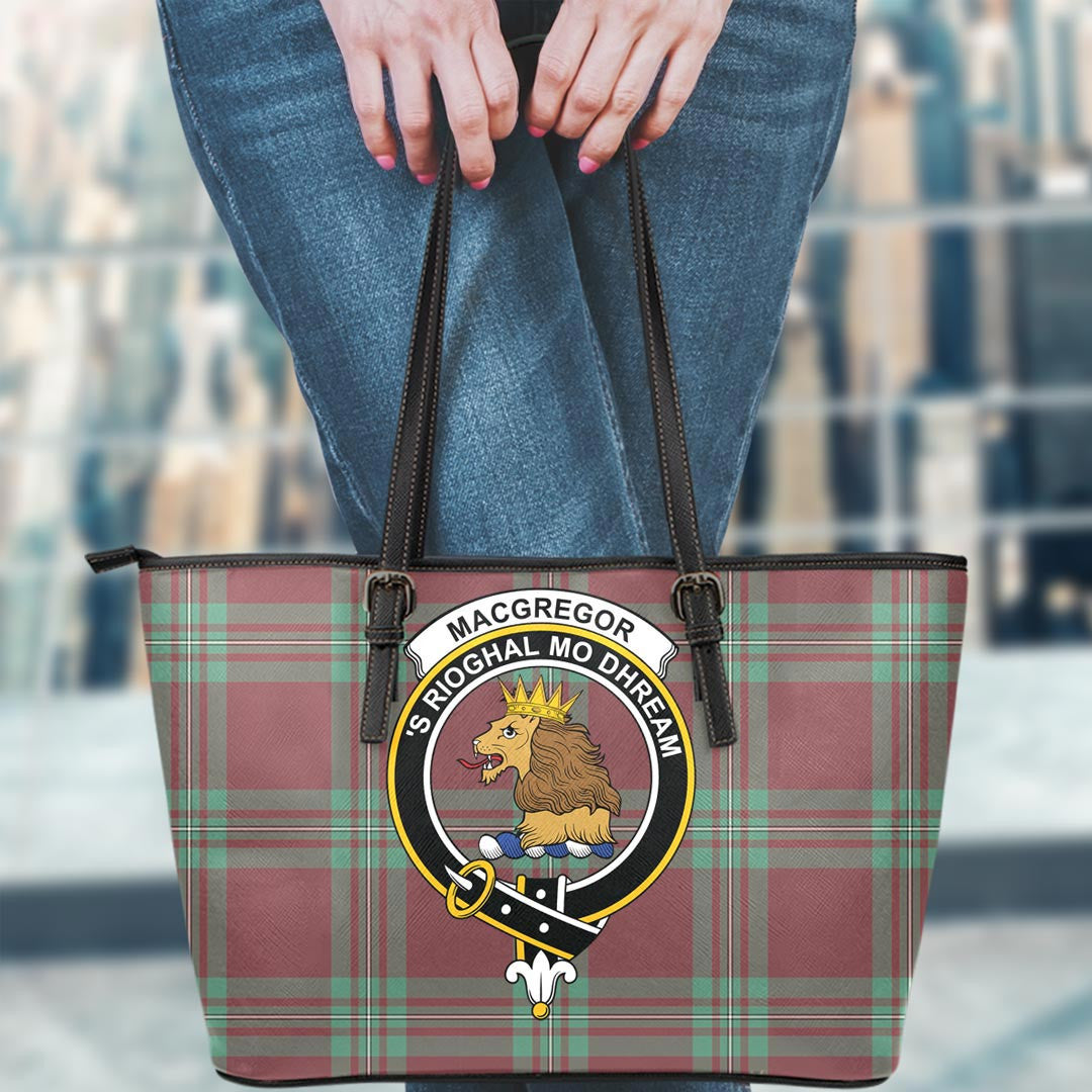 MacGregor Hunting Ancient Tartan Crest Leather Tote