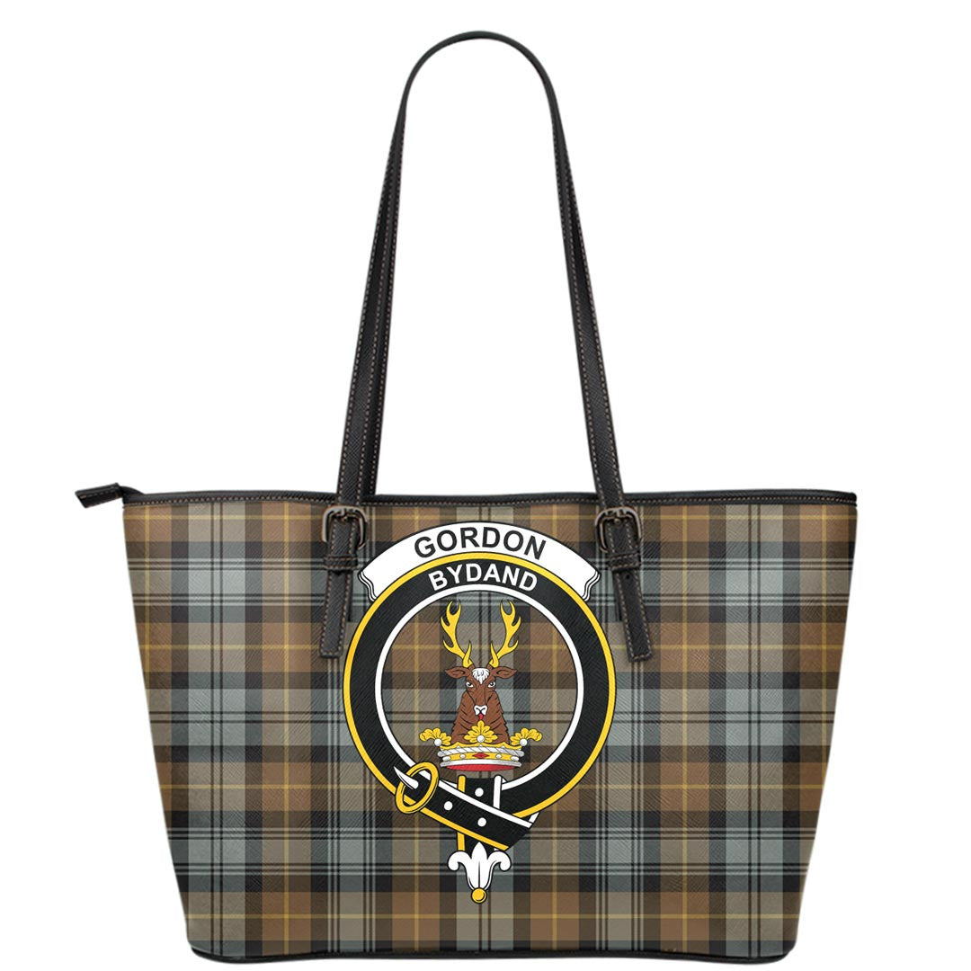 Gordon Weathered Tartan Crest Leather Tote