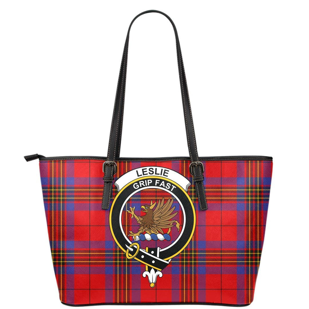 Leslie Modern Tartan Crest Leather Tote