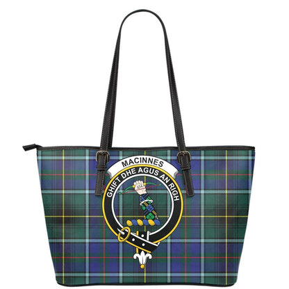 MacInnes Modern Tartan Crest Leather Tote