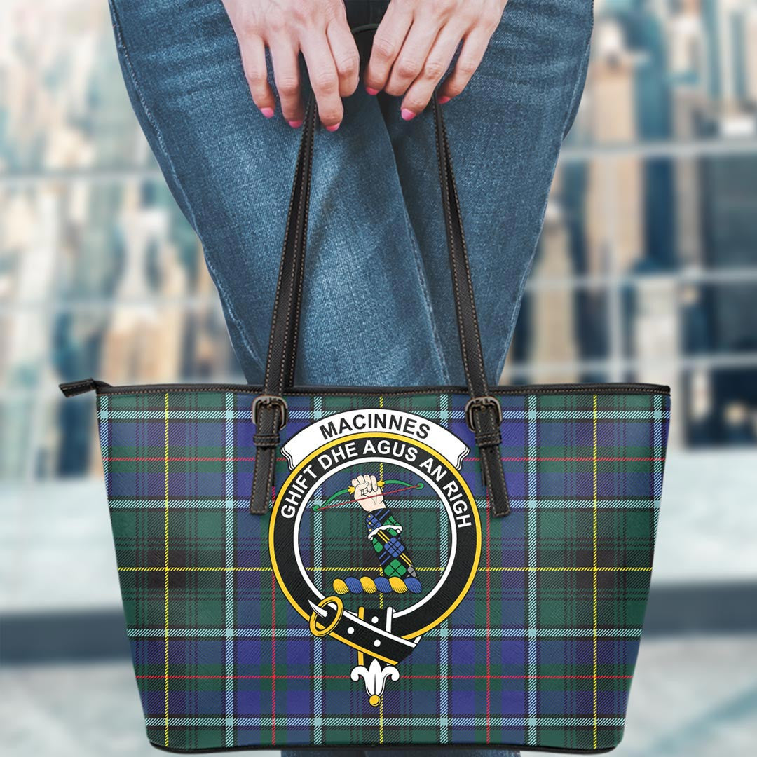 MacInnes Modern Tartan Crest Leather Tote